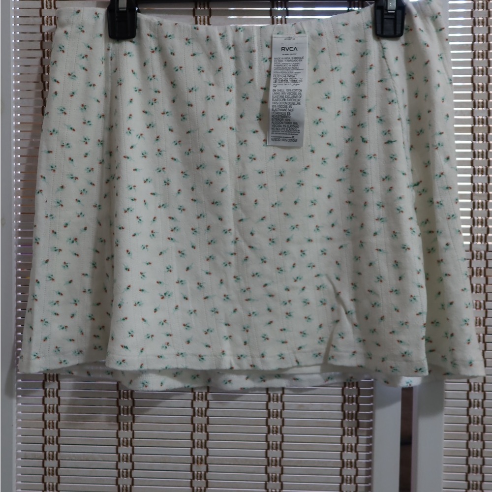 RVCA Cream Floral Skater Skirt